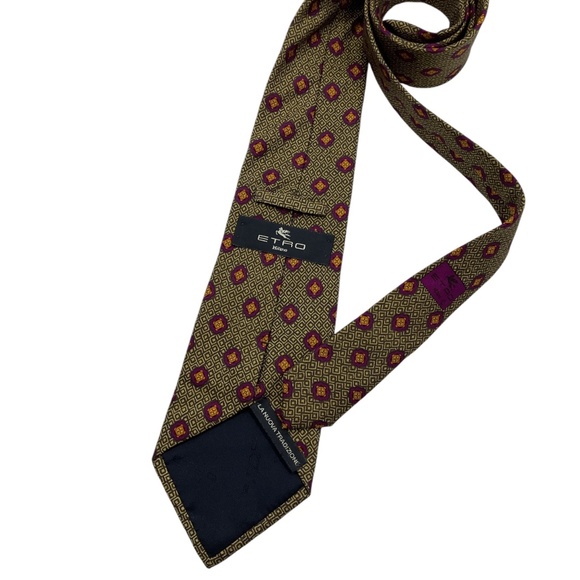 ETRO Brown/Purple Geometric Silk LUXURY Tie ITALY - Picture 2 of 5